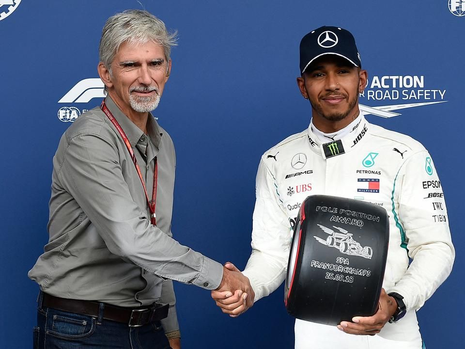 Damon Hill és Lewis Hamilton 2018-ban (Fotó: AFP)