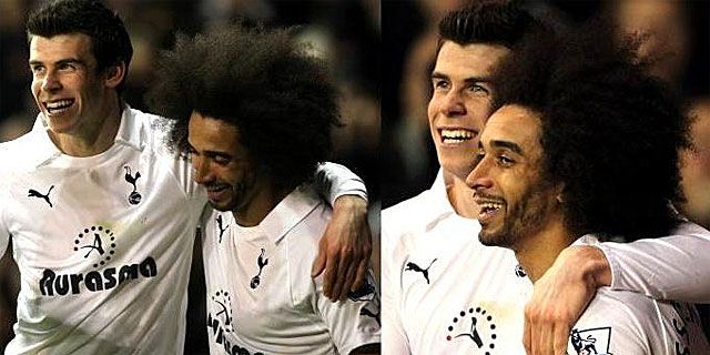 Gareth Bale és Assou-Ekotto: mindketten tökéletes frizurával a maguk módján (Fotó: Action Images)