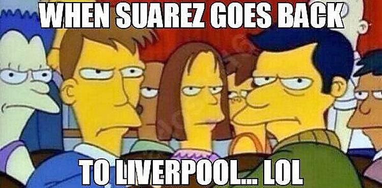 Ilyen tekintetekkel fogadják majd Suárezt Liverpoolban... (Fotó: facebook.com/Troll.Football)