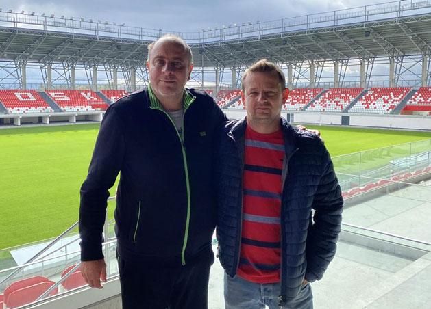 László Diószegi (left), the owner of Sepsi OSK, welcomed our colleague in the new stadium