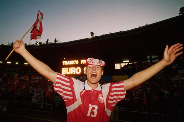 Henrik Larsen öt válogatott góljából hármat szerzett az 1992-es Európa-bajnokságon, amely a dánok meglepő, mégis varázslatos diadalával zárult (Fotó: Getty Images)