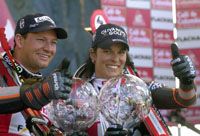 Eberharter (balra) és Dorfmeister összetett címvédôként vághat neki a szezonnak