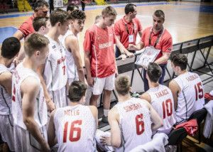 Forray Gábor és az U18-as válogatott a szkopjei korosztályos B divíziós Európa-bajnokágon Forrás: fiba. basketball