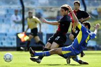 Borghello (balra) kétszer is becsapta Matellánt, valamint a Boca Juniors teljes védelmét