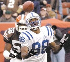 Marvin Harrison (fehérben) 127 elkapásnál tart ebben az idényben, és ezzel új NFL-rekordot állított fel