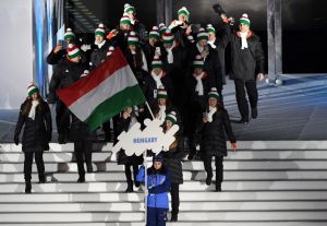 A magyar csapat a legutóbbi téli EYOF megnyitóján Fotó: Szalmás Péter/MOB
