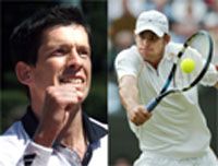 Tim Henman (balra) és Andy Roddick már az elsô fordulóban összecsap egymással