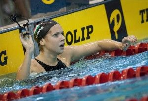 Kapás Boglárka, a sporttörténelmi, első magyar ifjúsági olimpiai arany nyertese Forrás: Magyar Úszó Szövetség