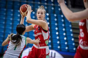 Csoportgyőztesként zárt a magyar csapat (pirosban) a debreceni U17-es leány-vb-n Forrás: FIBA.Basketball