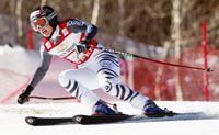 A pénteken Lake Louise-ban diadalmaskodó német Hilde Gerg pályafutása tizenhatodik Világkupa-elsôségét aratta (Fotó: Afp)