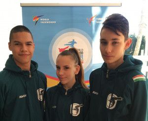Az ifjúsági olimpiára nem sikerült kvótát kiharcolniuk, a Gymnasiadén viszont érmet szerzett Berei Béla (balra), Kopcsik Laura és Józsa Levente egyaránt Forrás: wtftaekwondo.hu