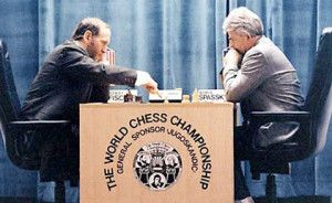Legendák egymás ellen: Fischer (balról) és Szpasszkij Forrás: Nemzeti Sport