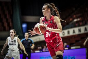 Boros Júlia a szarajevói U18-as Európa-bajnokságon 2019-ben Forrás: FIBA