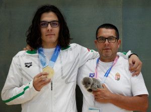 Pass Ferenc (jobbról) a kétszeres Eb-győztes tanítvánnyal, Kalmár Ákossal