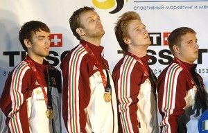 A 2007-ben világbajnok magyar kardcsapat. Balról: Szilágyi Áron, Nemcsik Zsolt, Lontay Balázs, Decsi Tamás