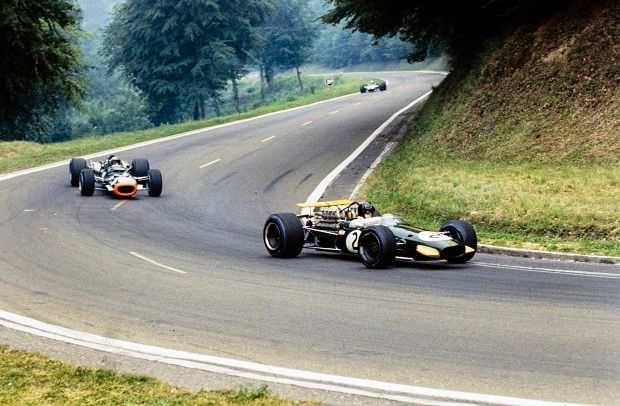 Formula 1 1968: French GP ROUEN-LES-ESSARTS, FRANCE - JULY 07: Jochen Rindt, Brabham BT26 Repco during the French GP at
