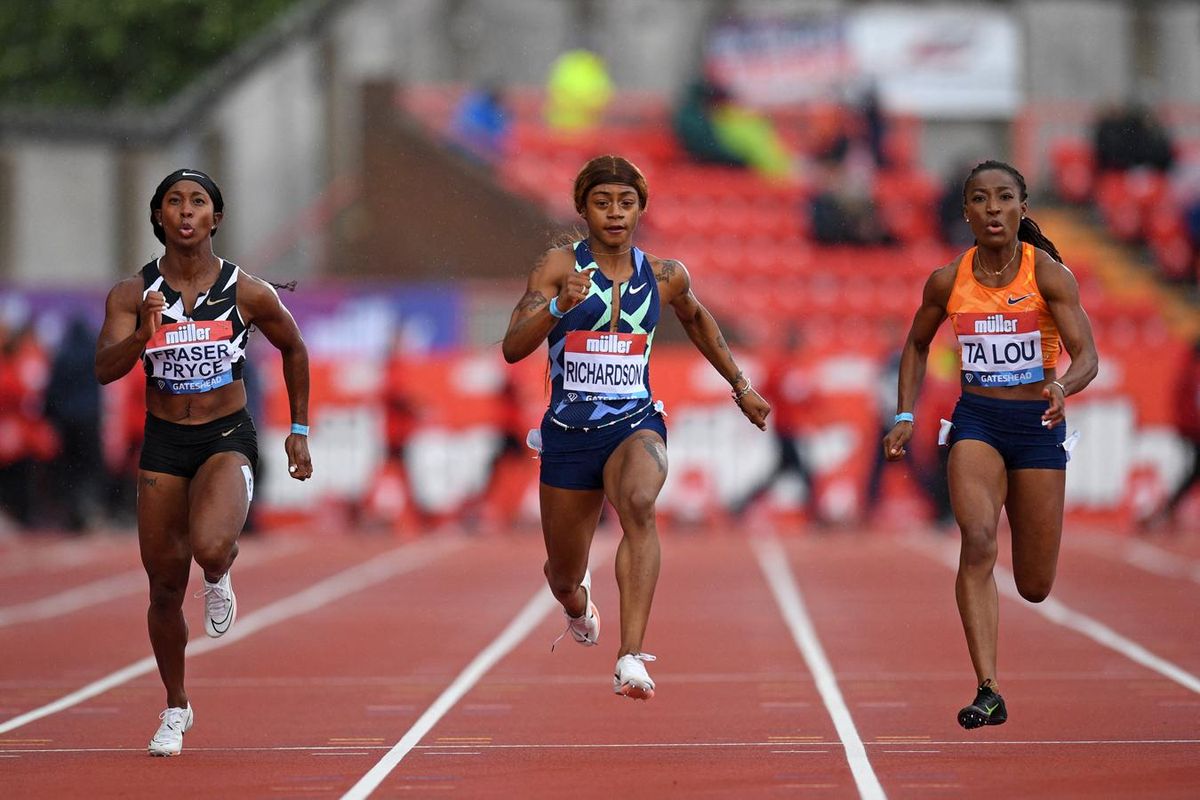 Sokan tartják esélyesnek Sha'Carri Richardsont (középen) női 100 méteren az idei világbajnokságon, ám Shelly-Ann Fraser-Pryce (balra) és Marie-Josée Ta Lou is kihívója lehet (Fotó: AFP)