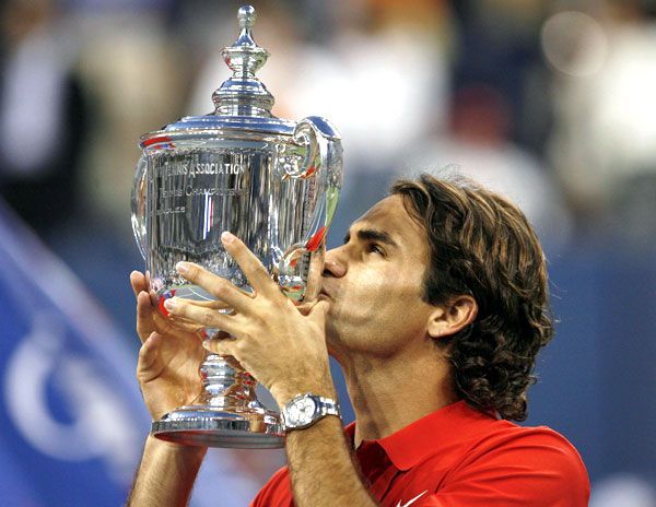 Roger Federer ötödik győzelmi csókja Flushing Meadows-ban