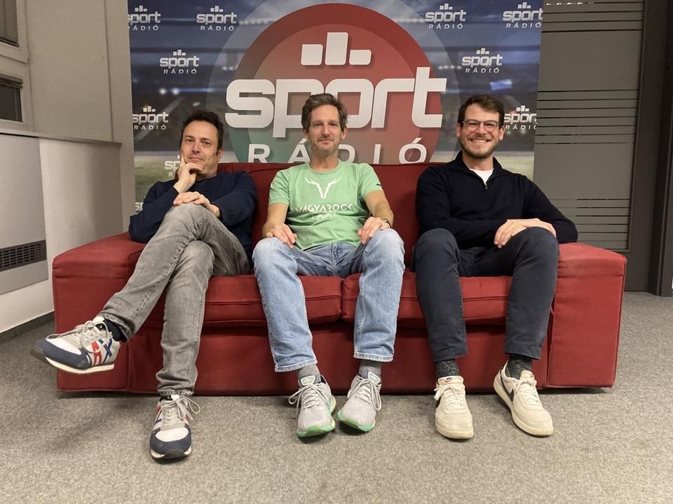 Balról: Adi Rubinstein, Szabó Szilárd és Cory Weiss, a Zsidó Világkongresszus kommunikációs stratégiai igazgatója (Fotó: Sportrádió)