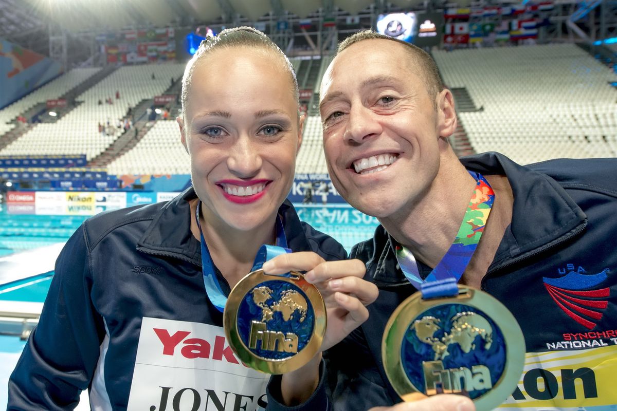 JONES Christina MAY Bill USA United States of America gold medal Kazan Arena Synchro Sincro Mixed D