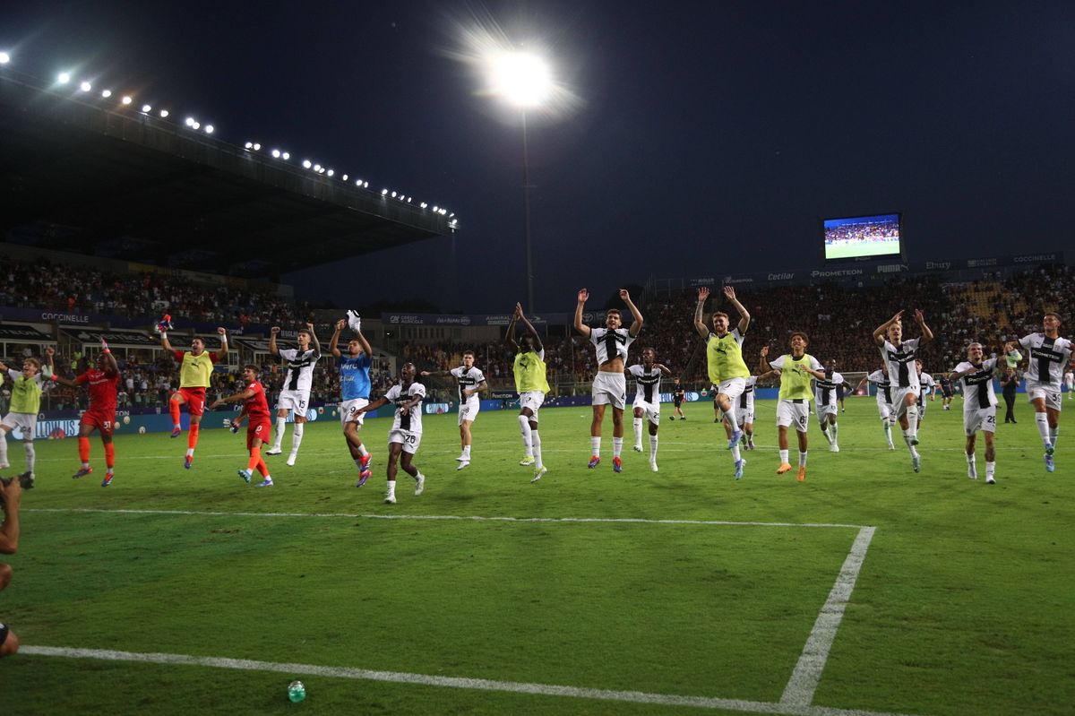 Final joy (Parma) during the Italian Serie A match between Parma 2-1 Milan at Ennio Tardini Stadium on August 24, 2024 i