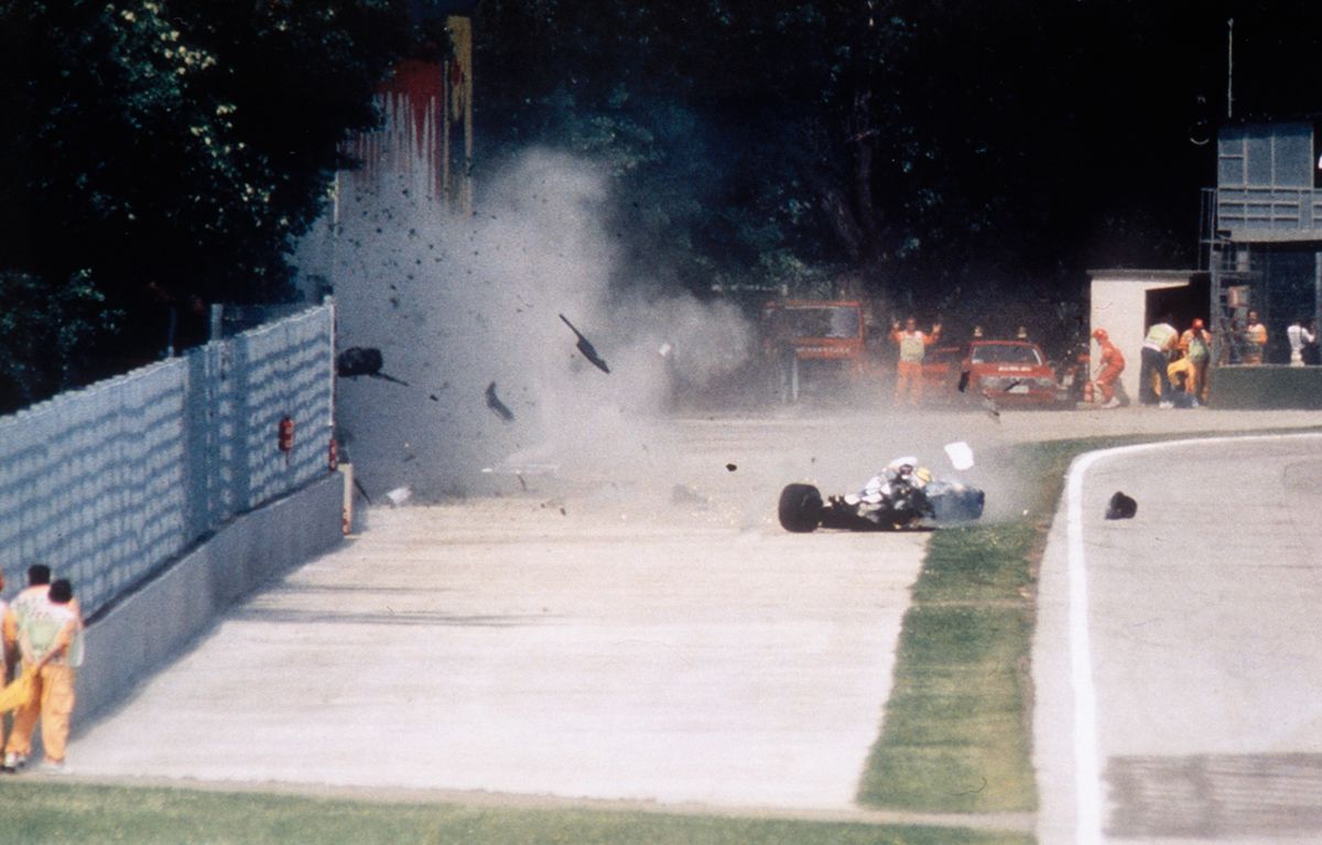 Formula One Driver Ayrton Senna Crashes at Imola