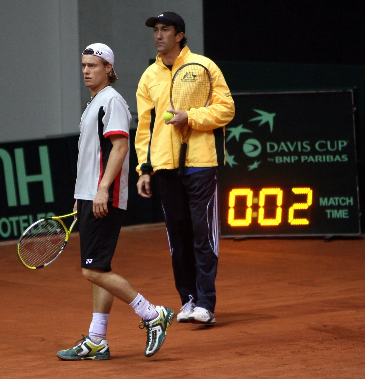 LIEGE BELGIUM Davis Cup Australian team leader Lleyton Hewitt L and his personal coach Darren
