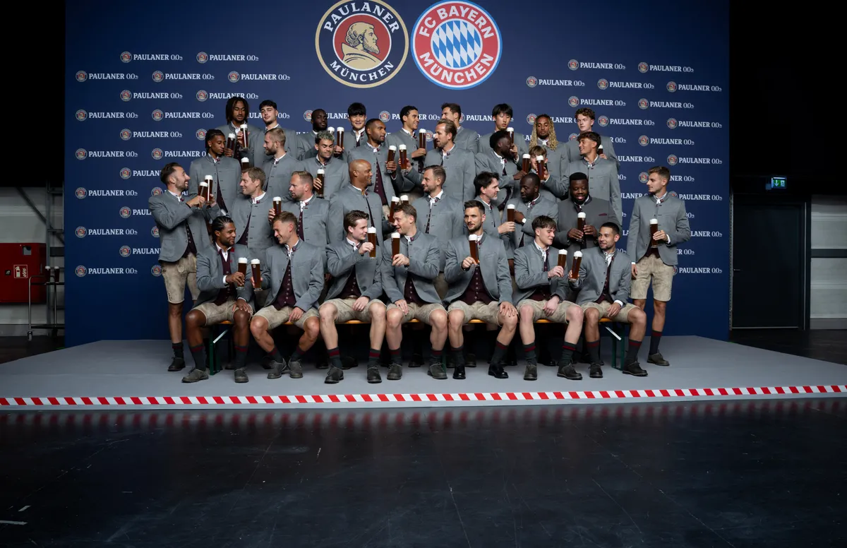 Paulaner lederhosen shoot at FC Bayern