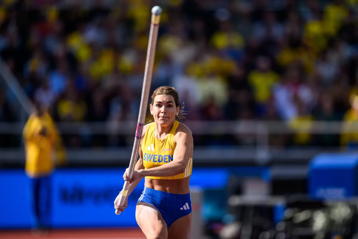 250824 Johanna Duplantis of Sweden competes in women s pole vault during day 3 of the athletics gala Finnkampen on Augus