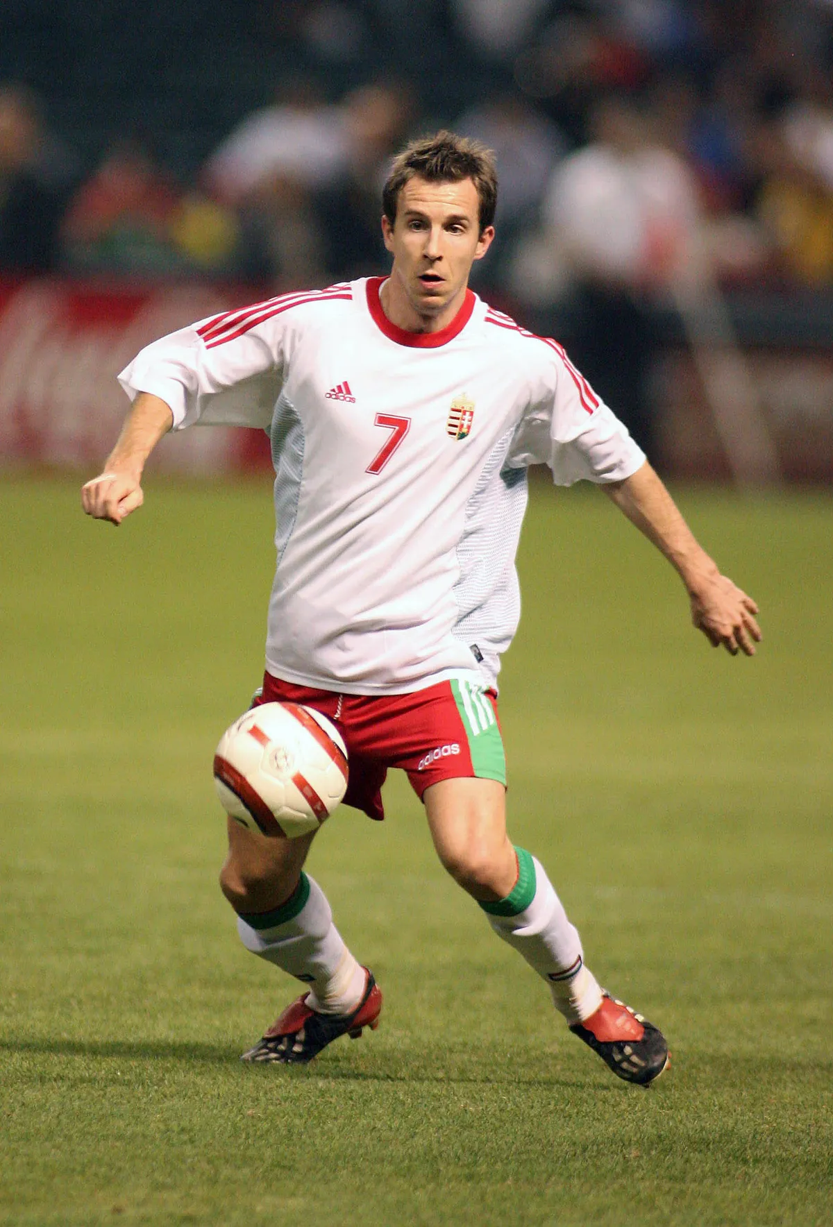 2005 Soccer: Mexico vs Hungary Dec 14, 2005; Phoenix, AZ, USA; Hungary s (7) Peter Rajczi looks to shoot against Mexico