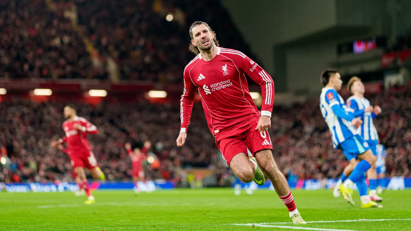 Szoboszlai Dominik a Brighton ellen a 10. gólját szerezte a Liverpoolban, ebben az idényben (Fotó: AFP)