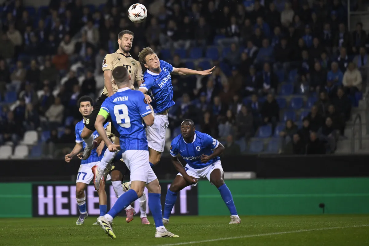 Ferencvaros Barnabas Varga scores a goal during a soccer game between Belgian KRC Genk and Hungarian Ferencvarosi TC, on