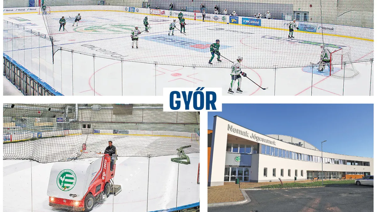 NS-képeslap: új, modern jégcsarnok épült Győrben