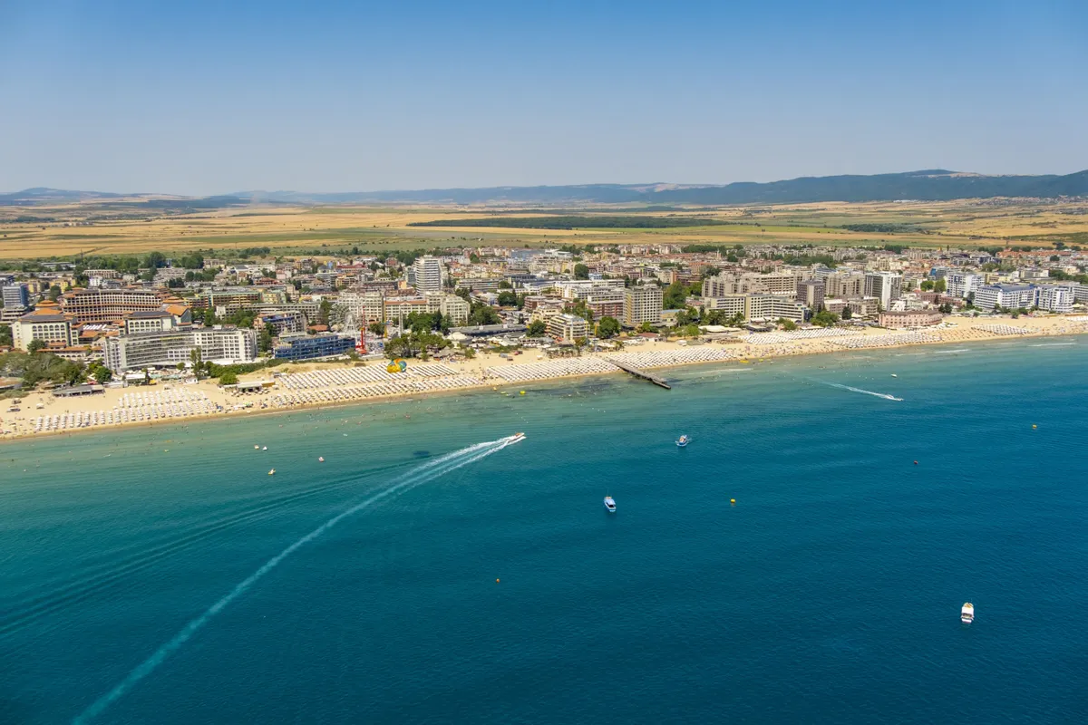 Bulgaria black sea coast nessebar sunny beach aerial view
