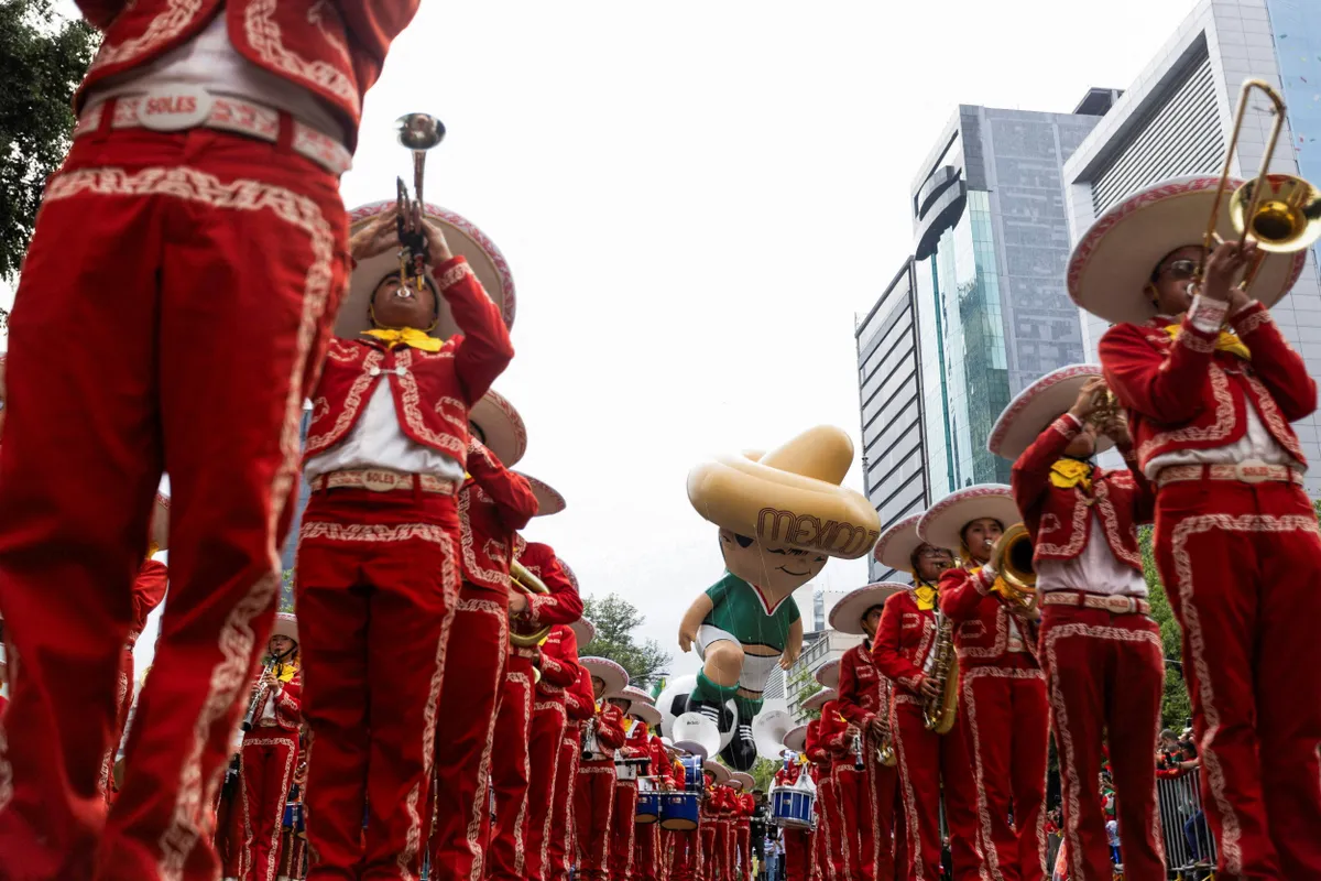 The Great World Cup Parade on Paseo de la Reforma, in Mexico City