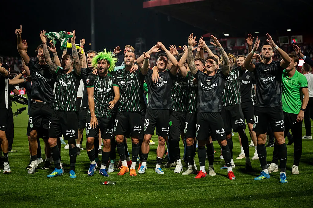 Player of Elche CF celebrates during a La Liga EA Sports